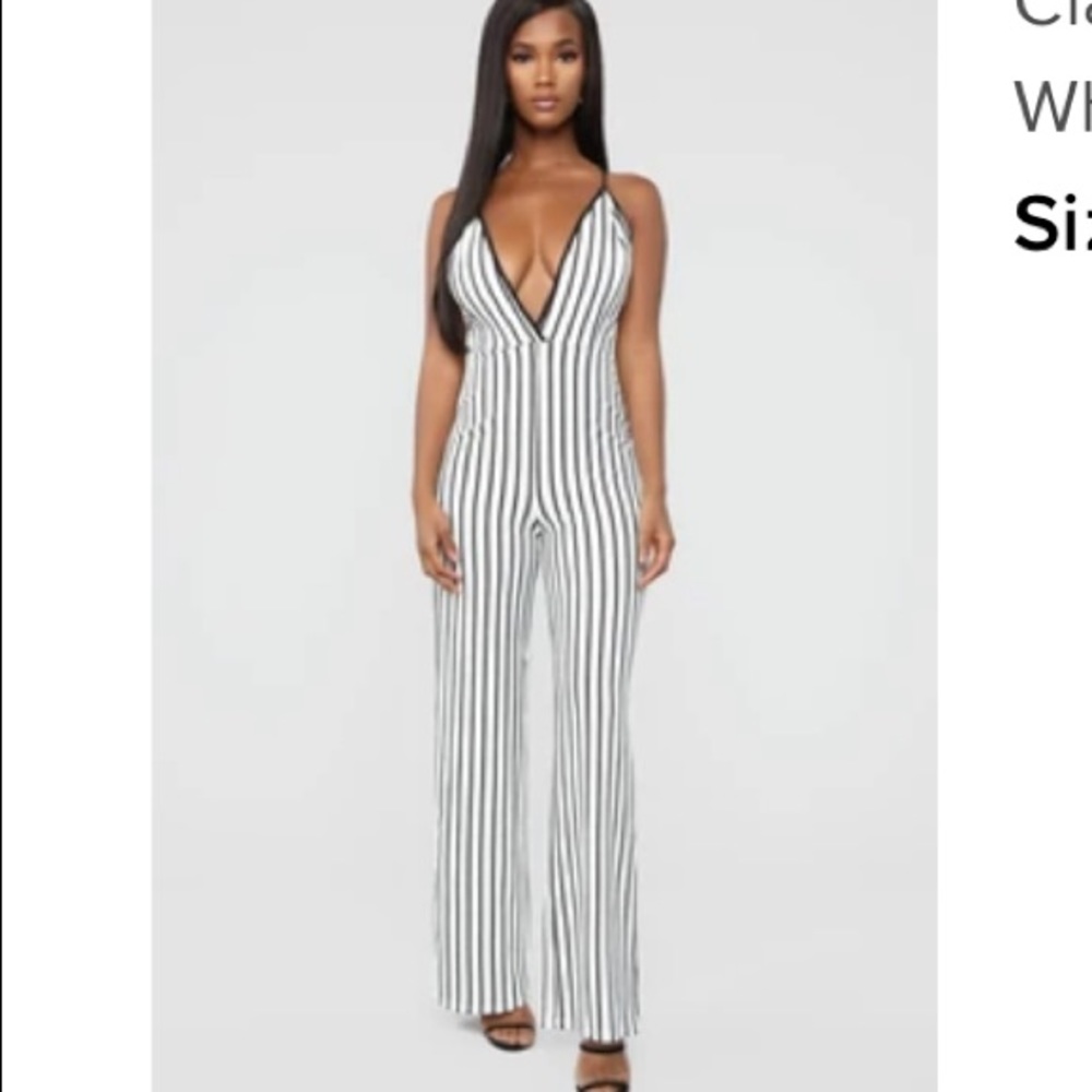 Black and white striped jumpsuit